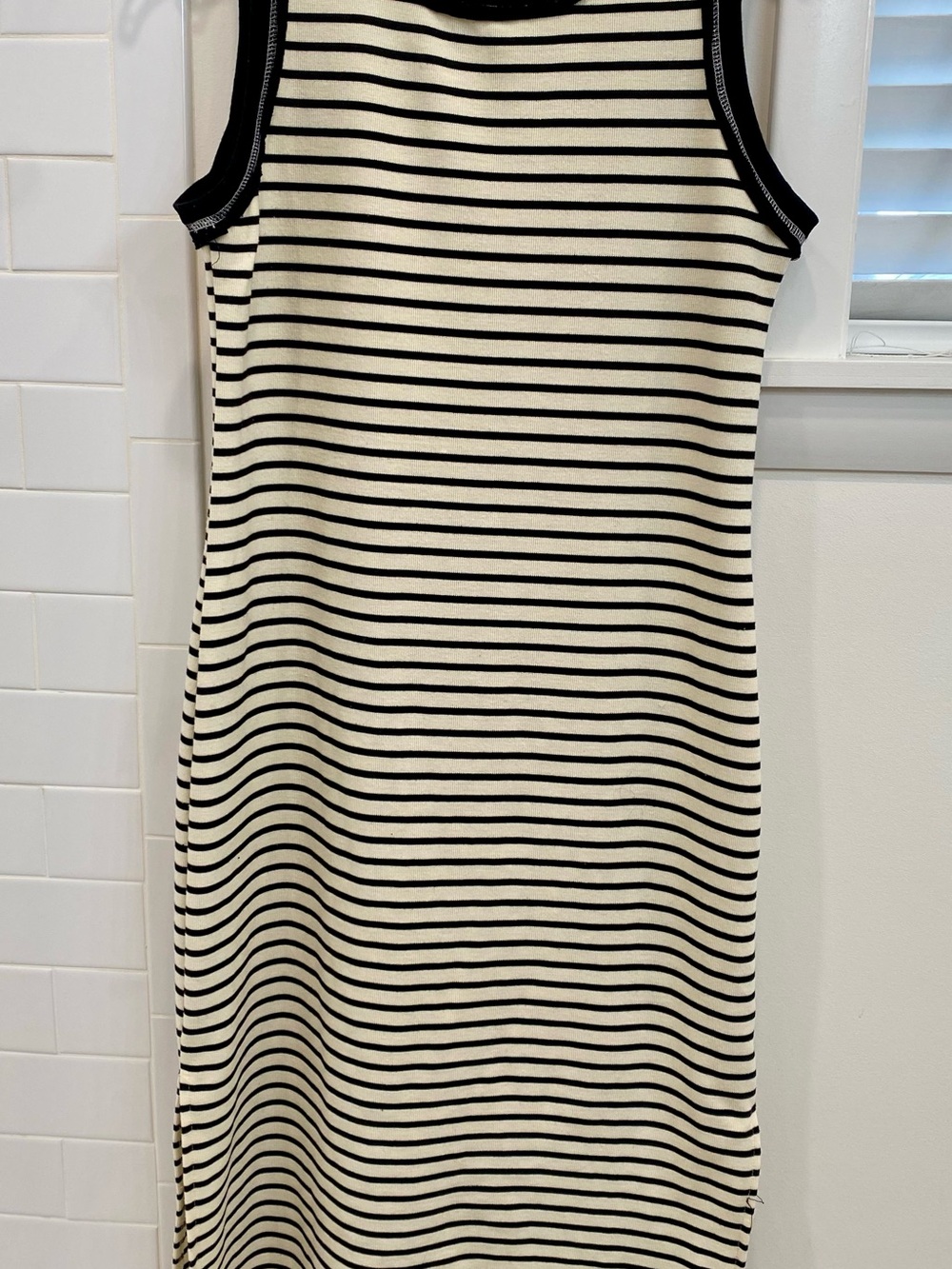 Striped Black and White Sleeveless Tank MIDI-Maxi Dress